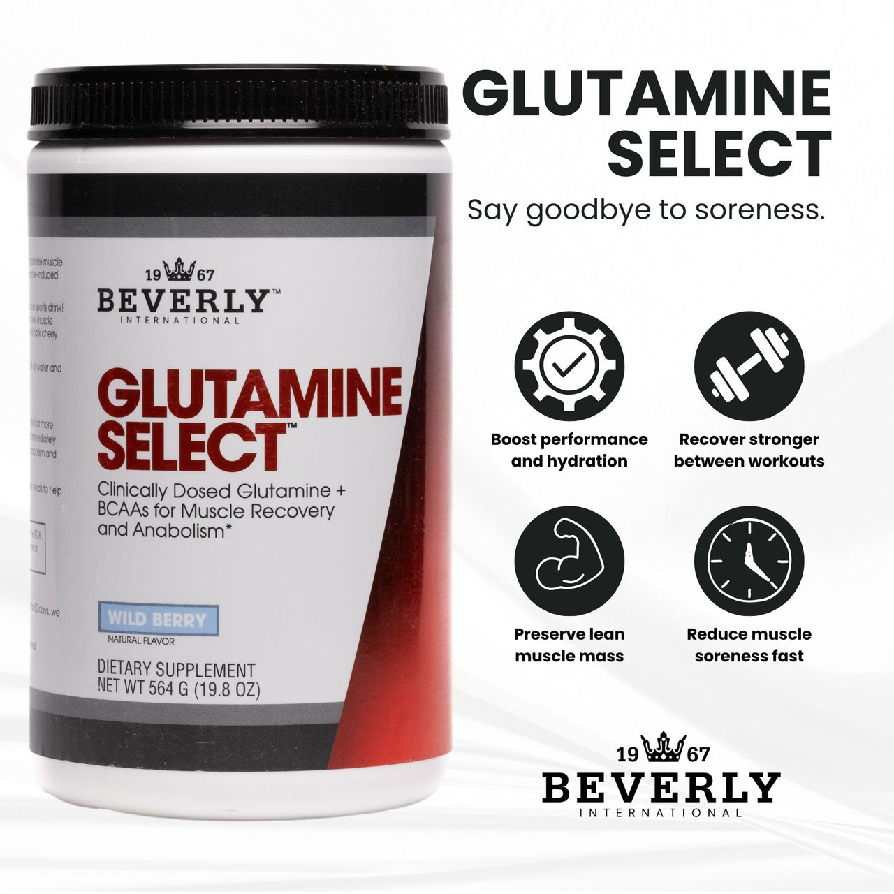 Beverly International Glutamine Select, 60 Servings. Clinically Dosed L-Glutamine and Amino Acid Formula for Lean Muscle and Recovery. Sugar-Free Powder. BCAA’s.