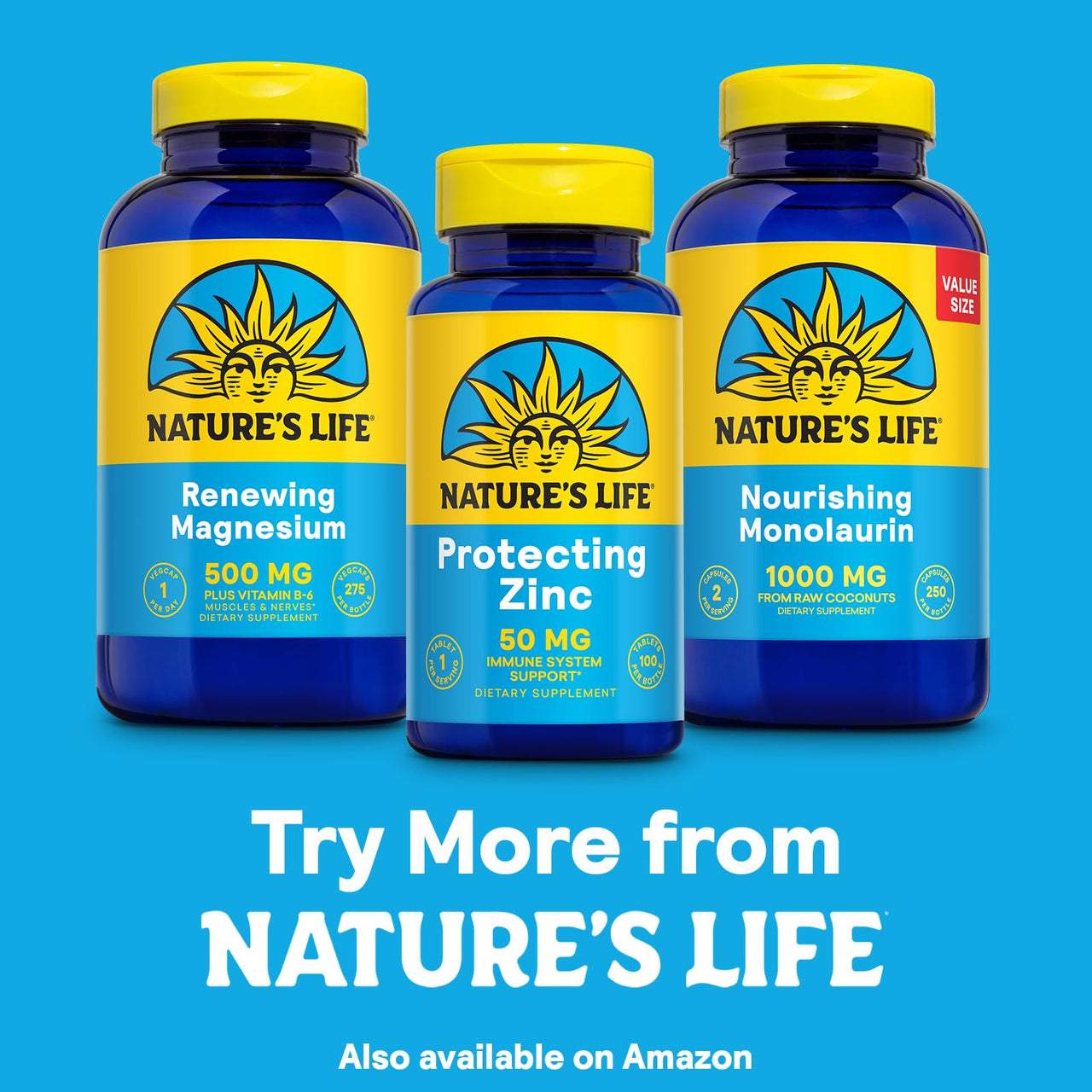 NATURE'S LIFE Protecting Zinc 50mg with 2.5mg Copper - Chelated Zinc Supplement for Immune Support, Bone Health, Muscle Function and Heart Health Support, 60-Day Guarantee, 100 Servings, 100 Tablets
