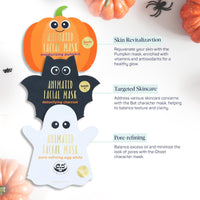 Thumbnail for SpaLife Facial Mask Sheet Bundle - Pumpkin, Ghost, Bat - Halloween Character Mask Bundle - Face Masks for Skin Care - Moisturizing Sheet Face Masks - Skincare Pack for Women - Spa Beauty Masks