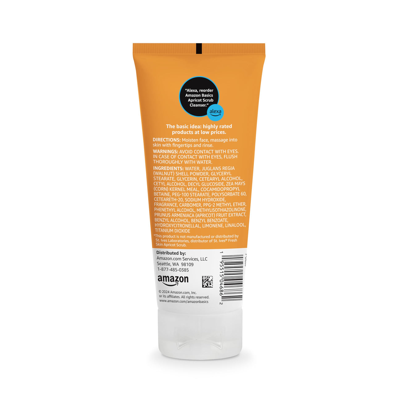 Amazon Basics Exfoliating Apricot Face Scrub, Oil-Free Facial Cleanser with Natural Exfoliants, 6 fl oz (Previously Solimo)