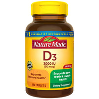 Thumbnail for Vitamin D3, 220 Tablets, Vitamin D 2000 IU (50 mcg) Helps Support Immune Health, Strong Bones and Teeth, & Muscle Function, 250% of Daily Value for Vitamin D in One Daily Tablet