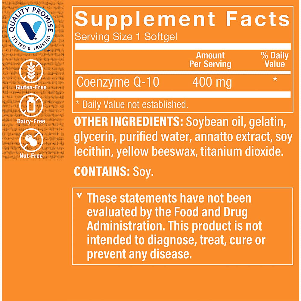 The Vitamin Shoppe CoQ-10 400mg Beneficial for Those Taking (60 Softgels)