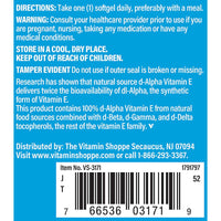 Thumbnail for The Vitamin Shoppe Vitamin E 400IU - Antioxidant Support for Skin Health & Immune Function, Daily Vitamin (120 Softgels)