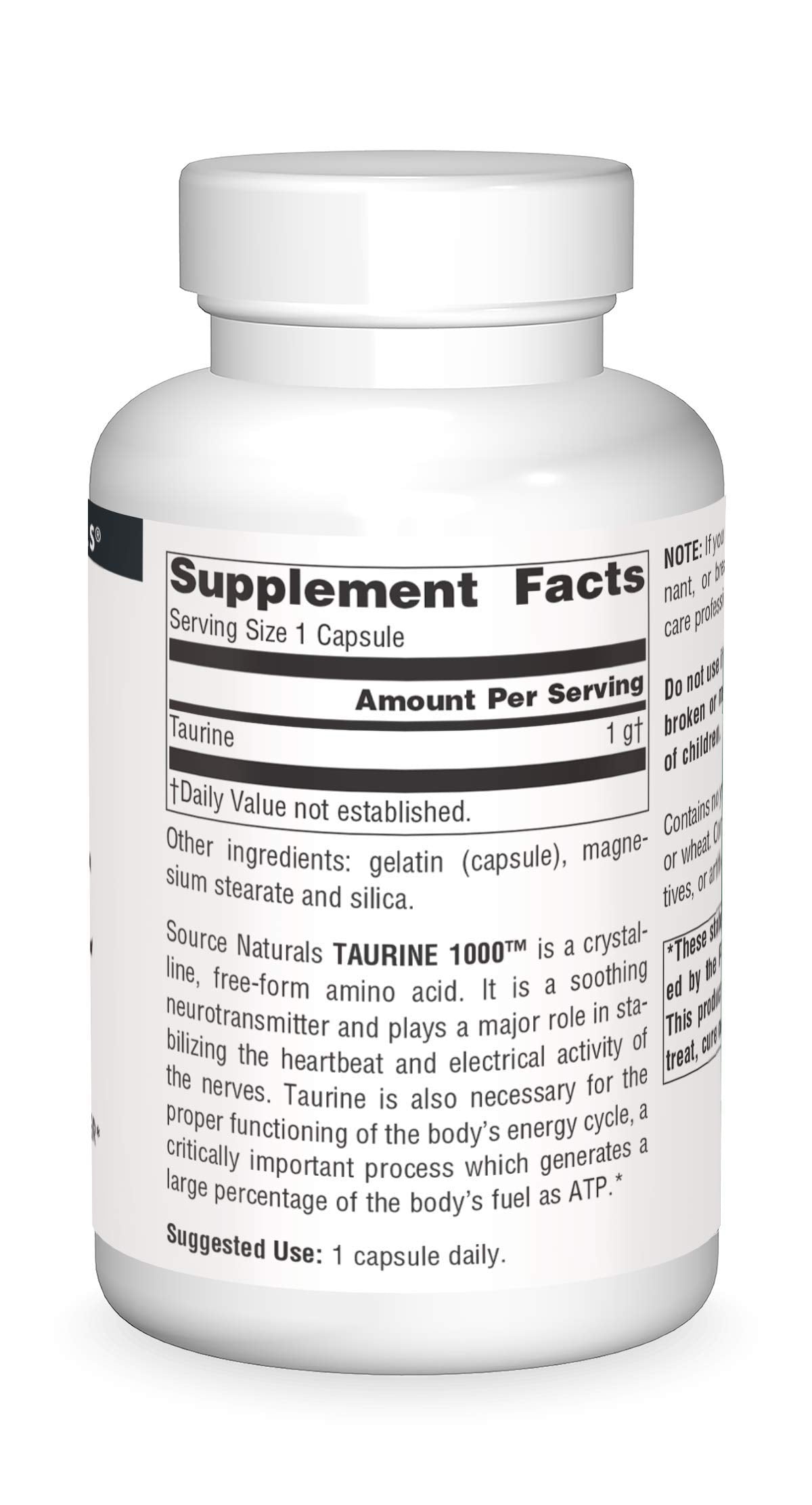 Source Naturals Taurine, Soothing Neurotransmitter*, 1000mg - 120 Capsules
