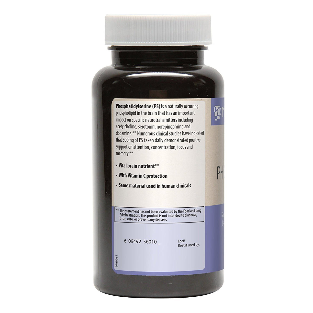 MRM Nutrition PS 10mg - for Women & Men - Phosphatidylserine Supplement, Supports Mental Focus, Phospholipid Supplement to Support Healthy Cognition & Brain Function, Gluten Free - 60 Servings