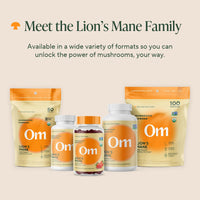 Thumbnail for Om Lion’s Mane Mushroom Capsules - Organic Mushroom Supplement and Nootropic - Brain Supplements for Memory and Focus, 90 Count (30 Servings)
