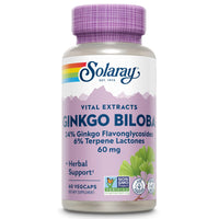 Thumbnail for SOLARAY Ginkgo Biloba Extract, Vital Extracts - Brain Supplement - Ginkgo Biloba Capsules for Brain Health and Female Libido Support - Non GMO, Vegan, Gluten Free, 60-Day Guarantee - 60 Servings