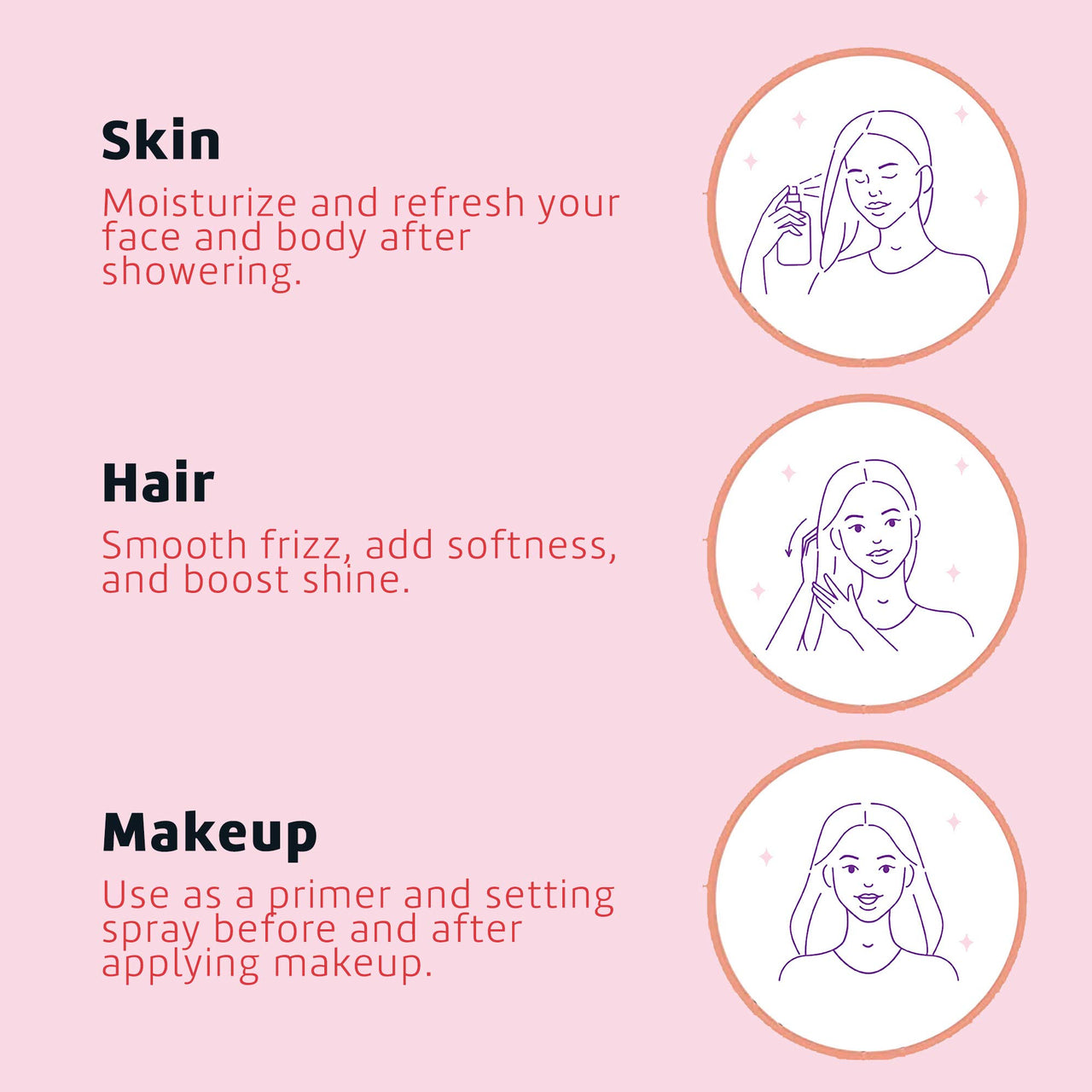 De La Cruz Rose Water and Glycerin Spray for Face - Rosewater Facial Toner and Moisturizer Mist for Skin and Hair 8 fl oz (236 mL)