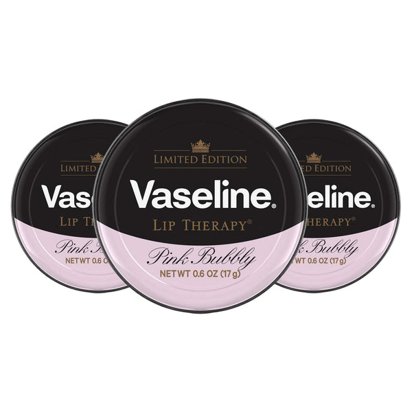 Vaseline Lip Therapy Lip Balm, 3 Pack, Limited Edition Pink Bubbly, 0.6 oz