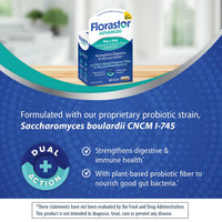 Thumbnail for Florastor Select Pro+Pre Daily Probiotic and Prebiotic Supplement for Women and Men, Boosts Good Bacteria, Saccharomyces Boulardii CNCM I-745 (30 Capsules) (Pack of 1)