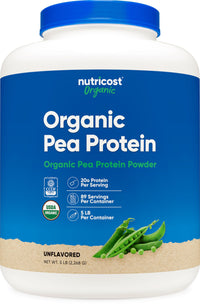 Thumbnail for Nutricost Organic Pea Protein Isolate Powder (5LBS) - Unflavored, Certified USDA Organic, Protein from Plants, Vegetarian Friendly, Gluten Free, Non-GMO