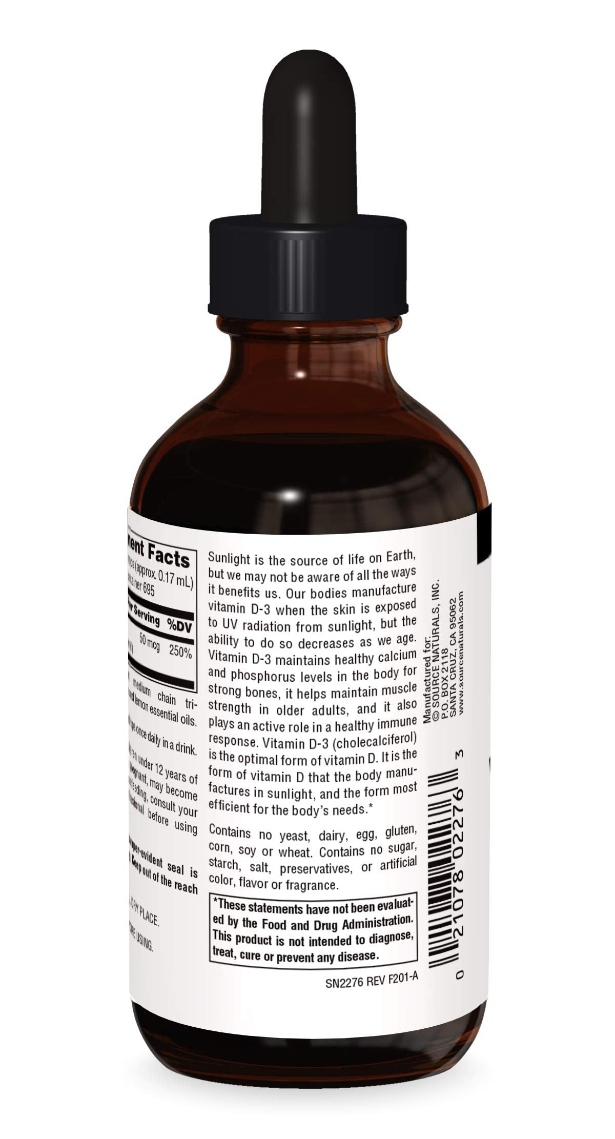 Source Naturals Vitamin D-3 Liquid Drops 2000 iu Supports Bone & Immune Health - 4 Fluid oz