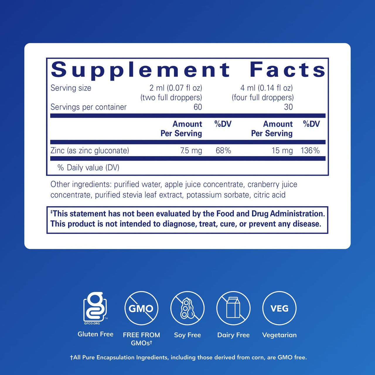 Pure Encapsulations Zinc Liquid 15 mg | Zinc Gluconate Hypoallergenic Supplement for Immune Support* | 4 fl. oz.