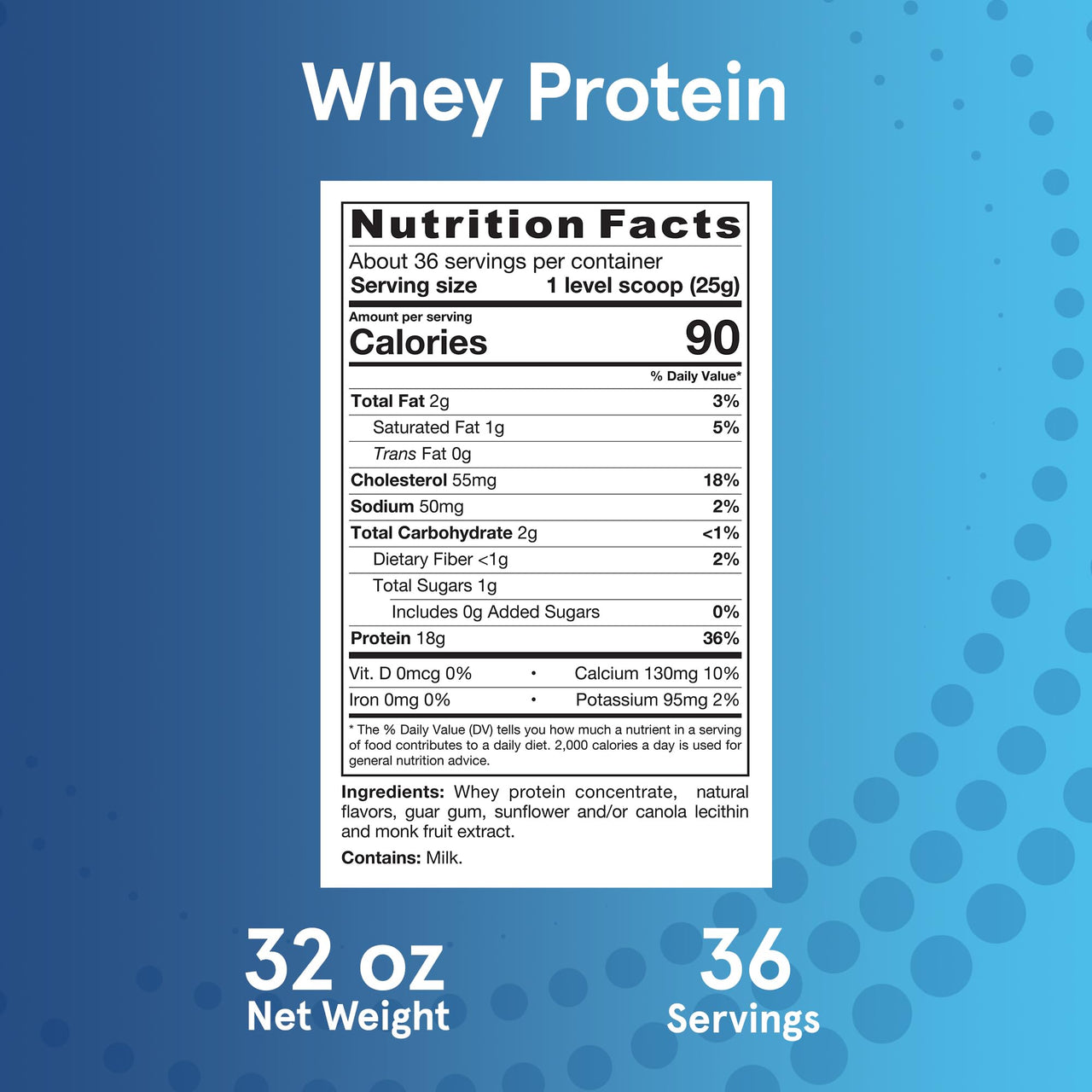 Jarrow Formulas Whey Protein with 18 g of Protein, 3.8 g of BCAAs, & Glutamine, Dietary Supplement for Muscle Function & Recovery Support, 32 oz Vanilla Flavored Powder, Approximately 36 Day Supply