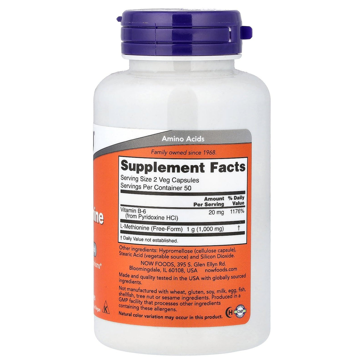 Now Foods L-Methionine 500 mg 100 Caps