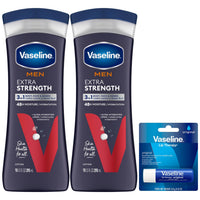 Thumbnail for Vaseline Lotion for Men Extra Strength 3-in-1 for Face, Hands & Body + Original Lip Therapy for Dry Lips with Petroleum Jelly (3 Piece Set)