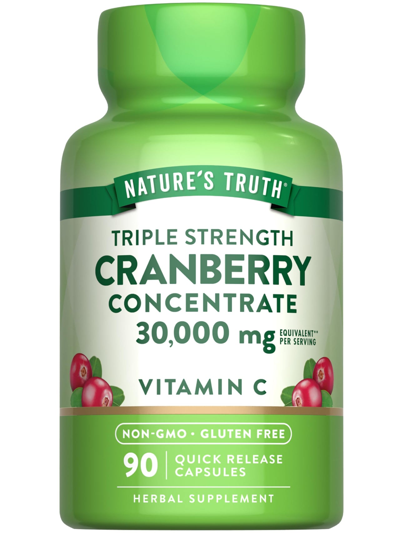 Nature's Truth Cranberry Concentrate Pills | Plus Vitamin C | Triple Strength Support Capsules | Non-GMO & Gluten Free Supplement