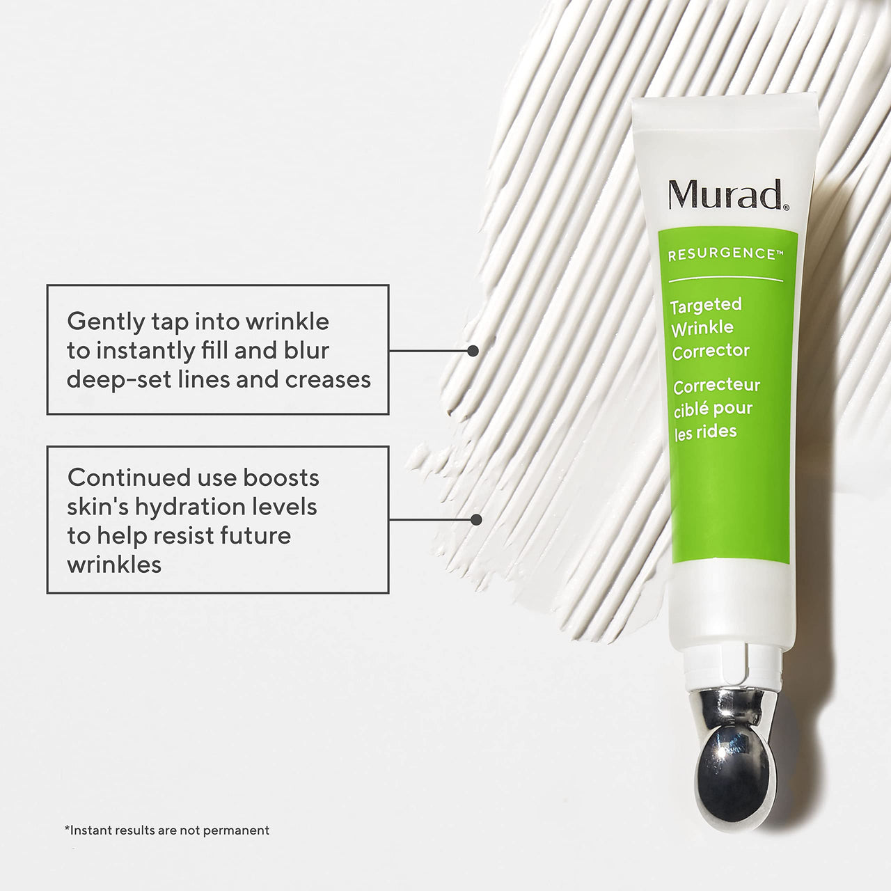 Murad Targeted Wrinkle Corrector – Hyaluronic Acid and Peptide Anti-Aging Cream for Reducing Wrinkles, Instant Plumping, Smoothing, and Hydrating Fine Lines – 0.5 Oz