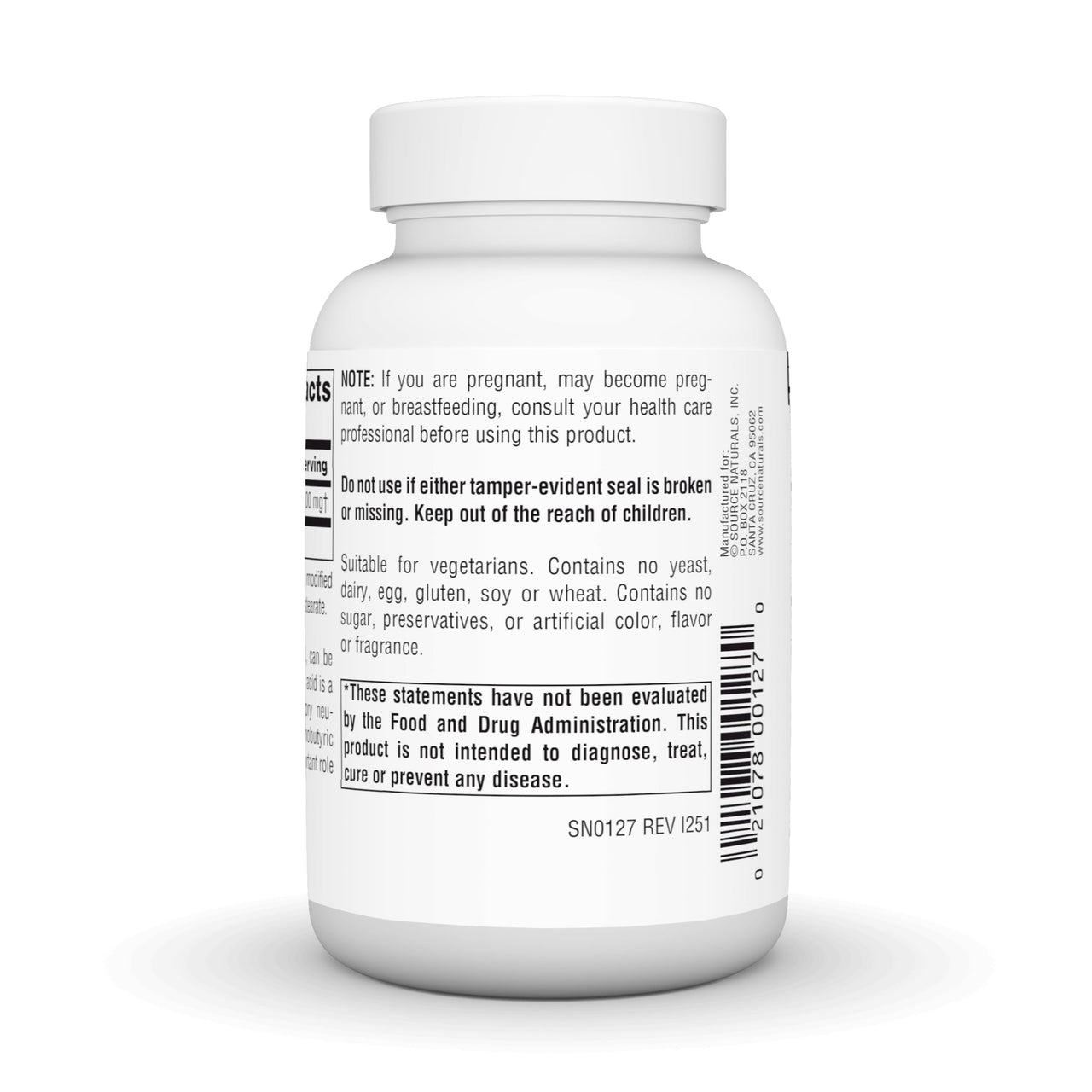 Source Naturals Free Form L-Glutamine - 500mg - 100 Tablets