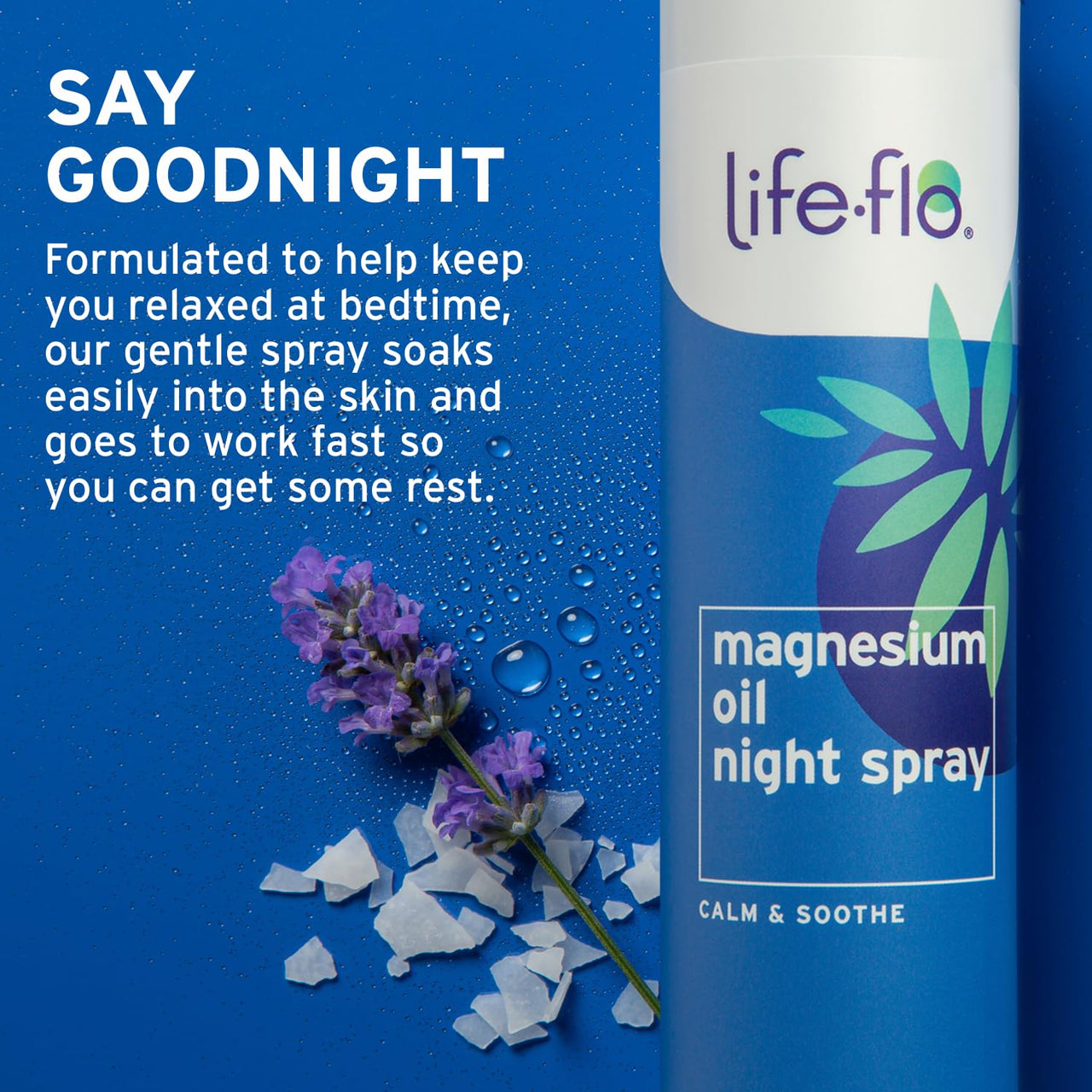 Life flo Magnesium Oil Night Spray - Pure Magnesium Oil Spray for Feet and Body, Sourced from Zechstein Seabed and Infused with Lavender, Calming for Adults and Kids, Cruelty-Free - 8 fl oz