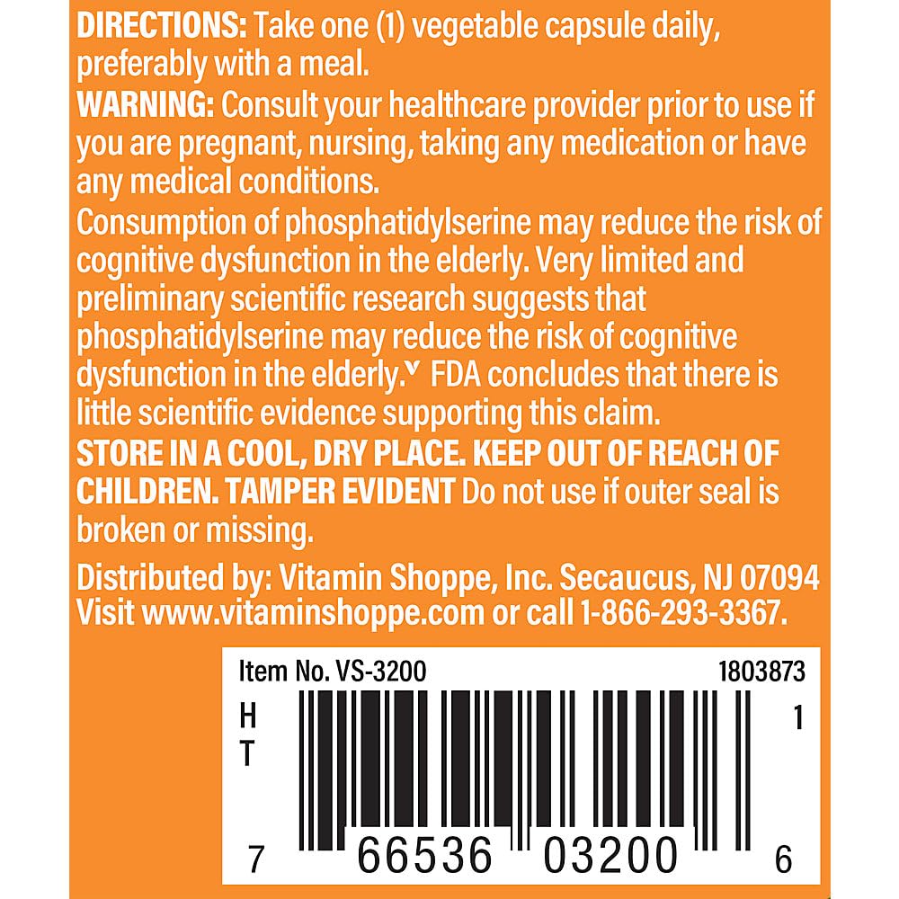 The Vitamin Shoppe Triple Strength Phosphatidylserine for Brain, Memory (30 Vegetable Capsules)