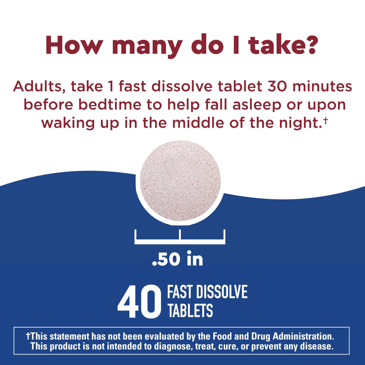 Nature Made Wellblends Back To Sleep, Lower Dose Melatonin 1 mg, L theanine 100 mg and GABA 100mg, Sleep Supplement, 40 Fast Dissolve Tablets