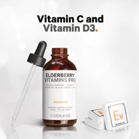 Thumbnail for Codeage Elderberry Vitamins Pro - Organic Black Elderberry Liquid Drops - Vitamin C, D3, Zinc, Black Currant - 2-Month Supply - Black Sambucus Liquid - Supplement for Adults & Kids - 4 fl oz