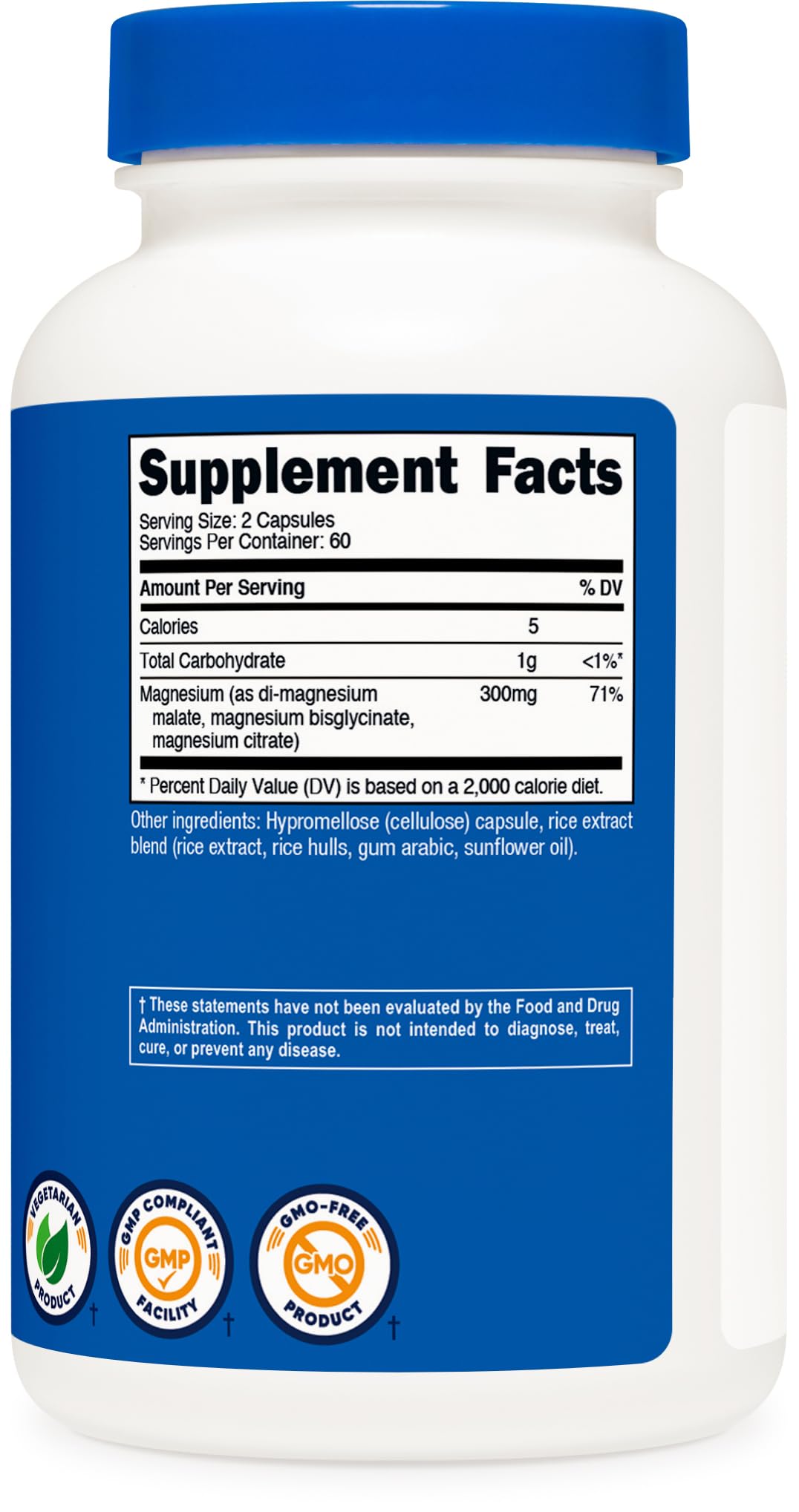 Nutricost Triple Magnesium Complex (300mg, 120 Capsules) - from Di-Magnesium Malate, Bisglycinate and Citrate, 60 Servings