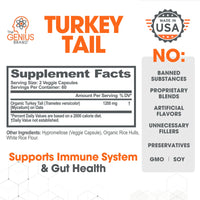 Thumbnail for Genius Turkey Tail Mushroom Supplement – Immune & Gut Health Support Powerful Antioxidants & Prebiotics for Digestion & Wellness Organic, Pure, No Fillers 100 Capsules Natural Defense & Vitality Boost
