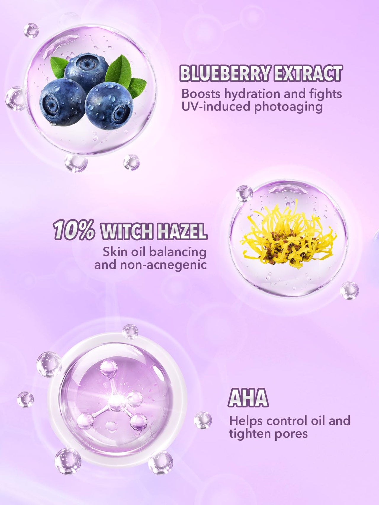 SHEGLAM Good Grip Hydrating Primer Oil Control Moisturizing Primer Gel Smooth Fine Lines Oil And Silicone-Free Face -Blueberry + Aha-Purple