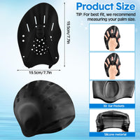 Thumbnail for Foilswirl 8 Pcs Swimming Equipment Kit Anti Fog Swim Goggles Paddle Hand Cap Nose Cover Training Hand Paddles with Adjustable Straps for Lap Men Women(Black)