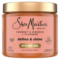 Thumbnail for SheaMoisture Define & Shine Styling Gel + Flaxseed Coconut&Hibiscus Hydrates,Holds Your Style All Day Infused With Glycerin,Coconut Oil an Invigorating Sweet Scent ParabenFree Frizz Control Gel 15OZ