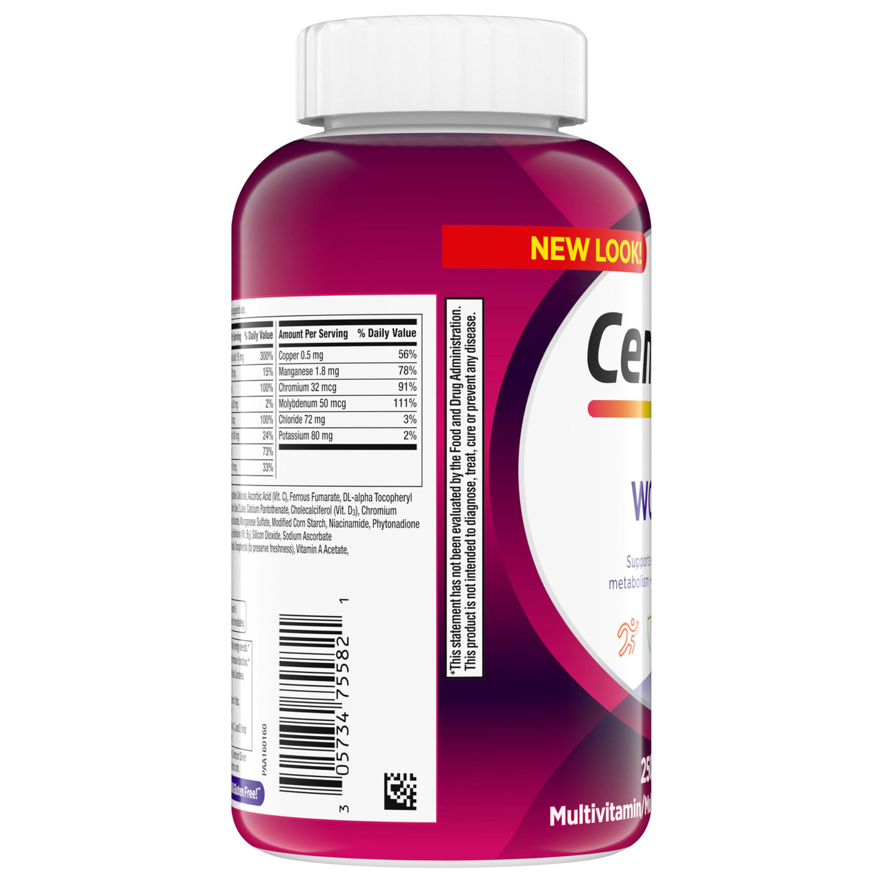 Centrum Multivitamin for Women, Multivitamin/Multimineral Supplement with Iron, Vitamin D3, B Vitamins and Antioxidant Vitamins C and E, Gluten Free, Non-GMO Ingredients - 250 Count