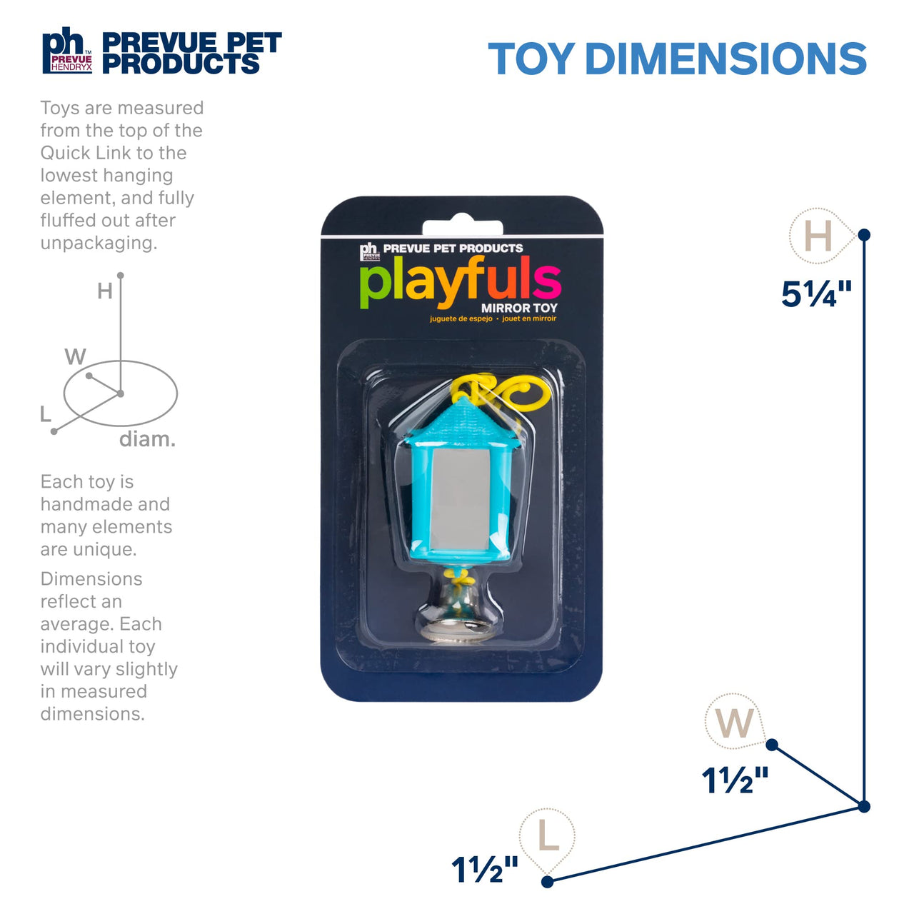 Prevue Hendryx Sound & Movement Birdie Basics Lantern Mirror Bird Toy 60420