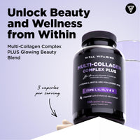 Thumbnail for Vital Vitamins Multi Collagen Capsules with Biotin, Hyaluronic Acid, Vitamin C - Type I, II, III, V, X Peptides - Collagen Supplements for Men & Women - Hair, Skin, Nails Beauty Complex - 150 Count