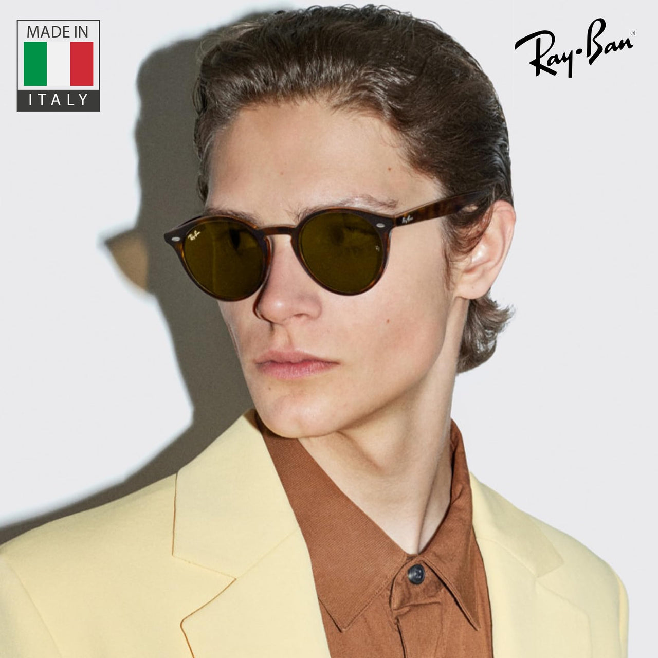 Ray-Ban RB2180 Round Shape Sunglasses With Eyewear Kit Bundle - High Bridge Fit - Ideal Formal and Casual Wear Retro Sunglasses