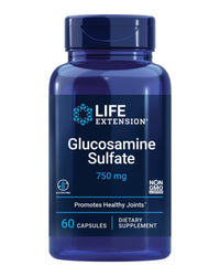 Thumbnail for Life Extension Glucosamine Sulfate, 750 mg, Supports Knee Comfort and Joint Health, Gluten-Free, Non-GMO, 60 Capsules