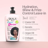 Thumbnail for SKALA Crespo Divino 3 in 1 Leave In Conditioner for Curly & Transitioning Hair, Vegan Leave In Hair Cream for Hydration Care, Curl Definition & Heat Protection, No Parabens or Silicones, 250 g