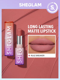 Thumbnail for SHEGLAM Dynamatte Boom Waterproof Matte Lipstick Long Lasting Transfer Proof Lip Stick - Rule Breaker