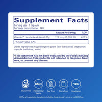 Thumbnail for Pure Encapsulations Vitamin D3 125 mcg (5,000 IU) - Supplement to Support Bone, Joint, Breast, Heart, Colon, and Immune Health* - with Vitamin D - 120 Capsules