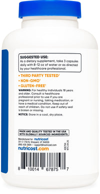 Thumbnail for Nutricost Calcium Lactate 2,100mg; 180 Capsules - Vegan, Non-GMO and Gluten Free, 60 Servings