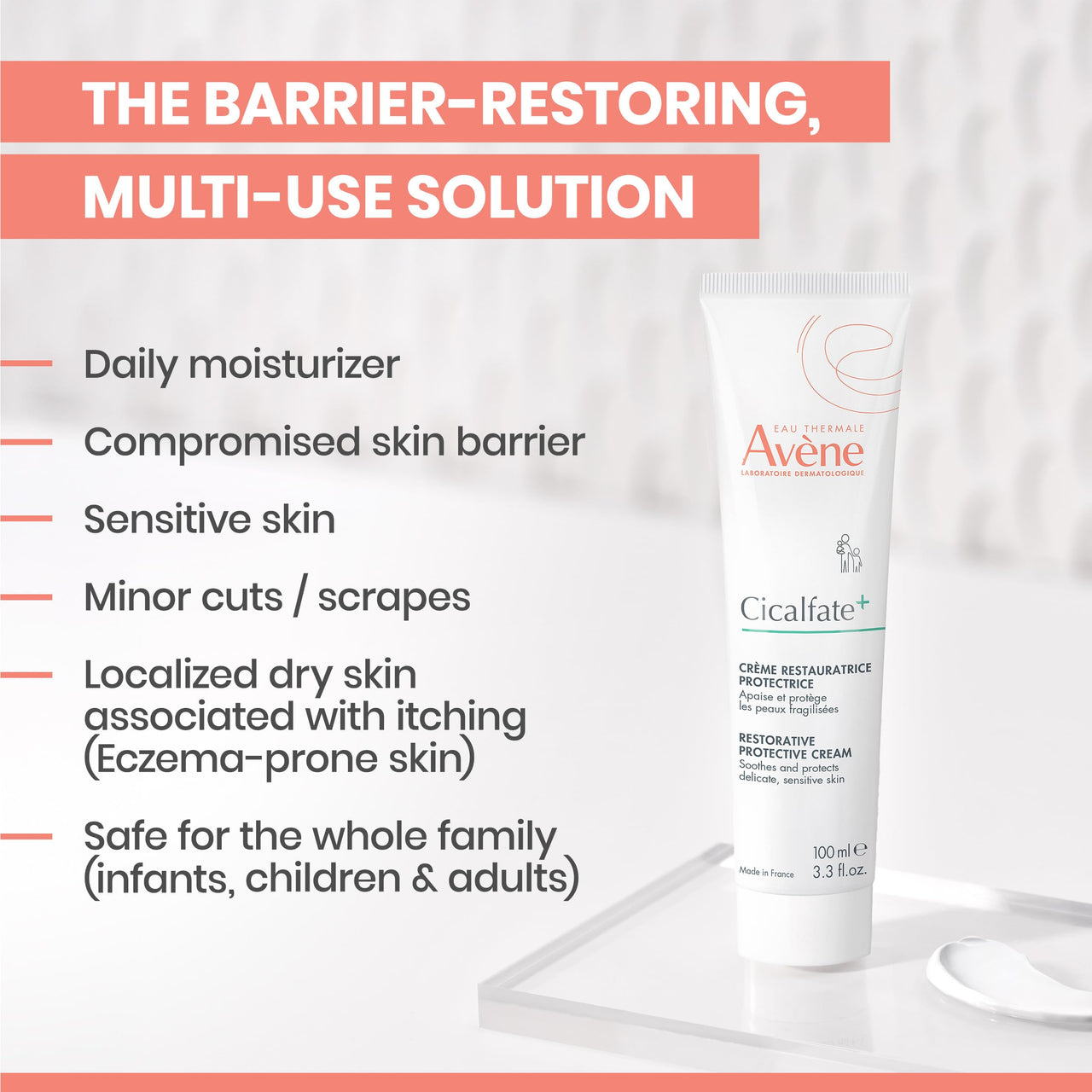 Avène Cicalfate+ Restorative Protective Cream, Face Moisturizer, face cream for sensitive skin, helps restore skin barrier, restorative cream, safe for infants, children and adults, 1.3 Fl Oz