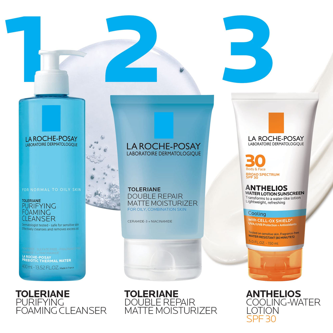 La Roche-Posay Anthelios Cooling Water Sunscreen Lotion, Water Based Sunscreen for Face & Body, Broad Spectrum SPF + Antioxidants, Fast Absorbing Water-Like Texture, Oil Free Sunscreen SPF 30