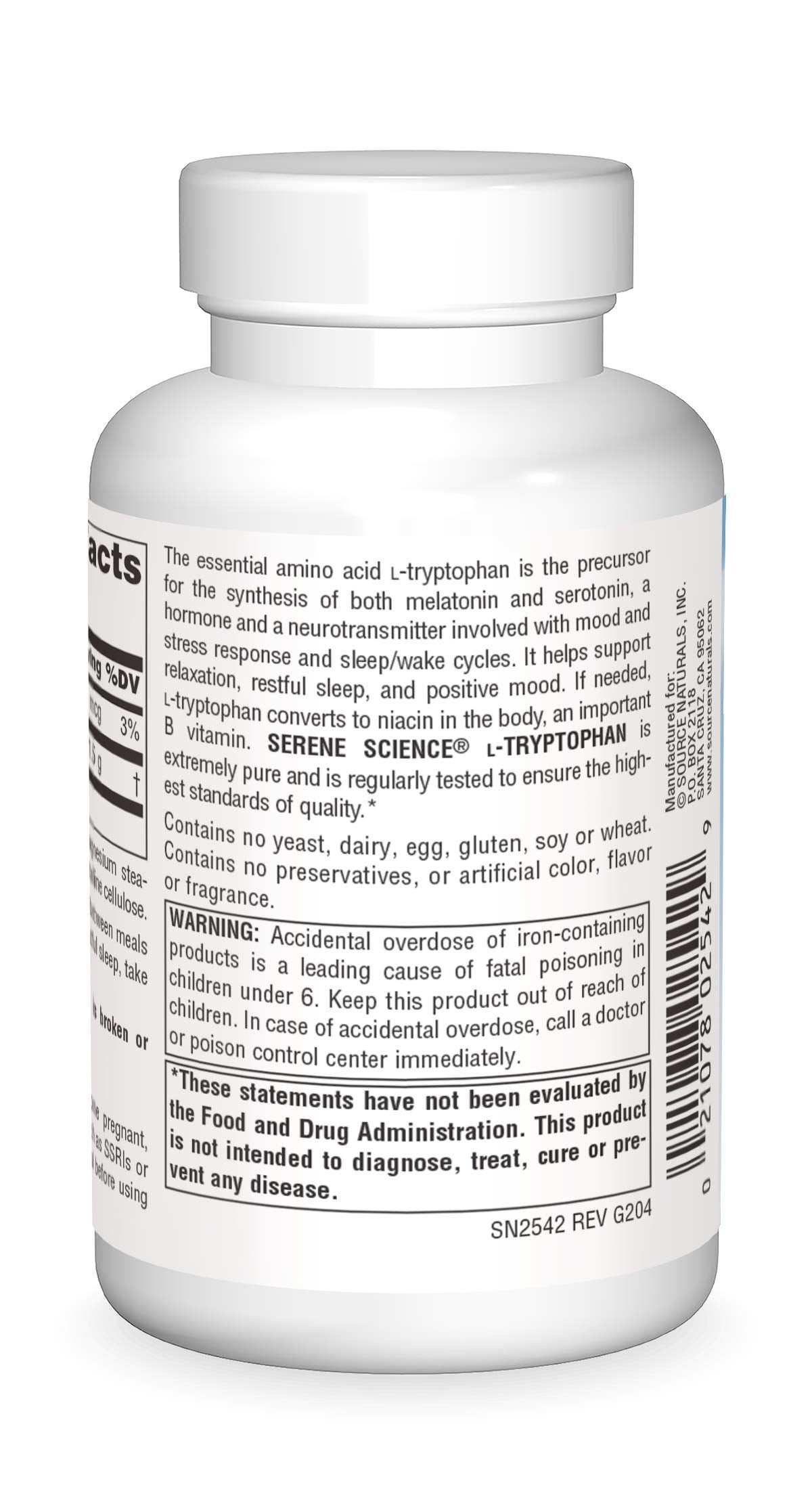 Source Naturals Serene Science L-Tryptophan 500 mg - 60 Capsules