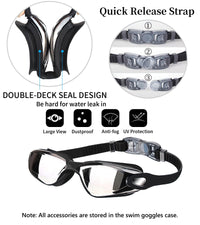 Thumbnail for Hurdilen Swim Goggles Swimming Goggles No Leaking with Nose Clip, Earplugs, Swim Cap and Case for Men Women
