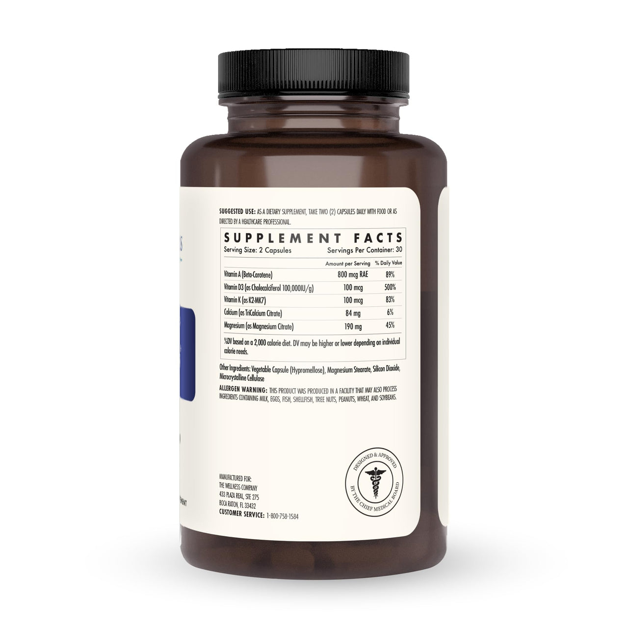 The Wellness Company Strong Bones | 60 Capsules (1-Month Supply) | Made with Key Minerals to Help Build Bone Strength | Non-GMO, Vegan, Gluten Free | for Supporting Bone Strength and Health