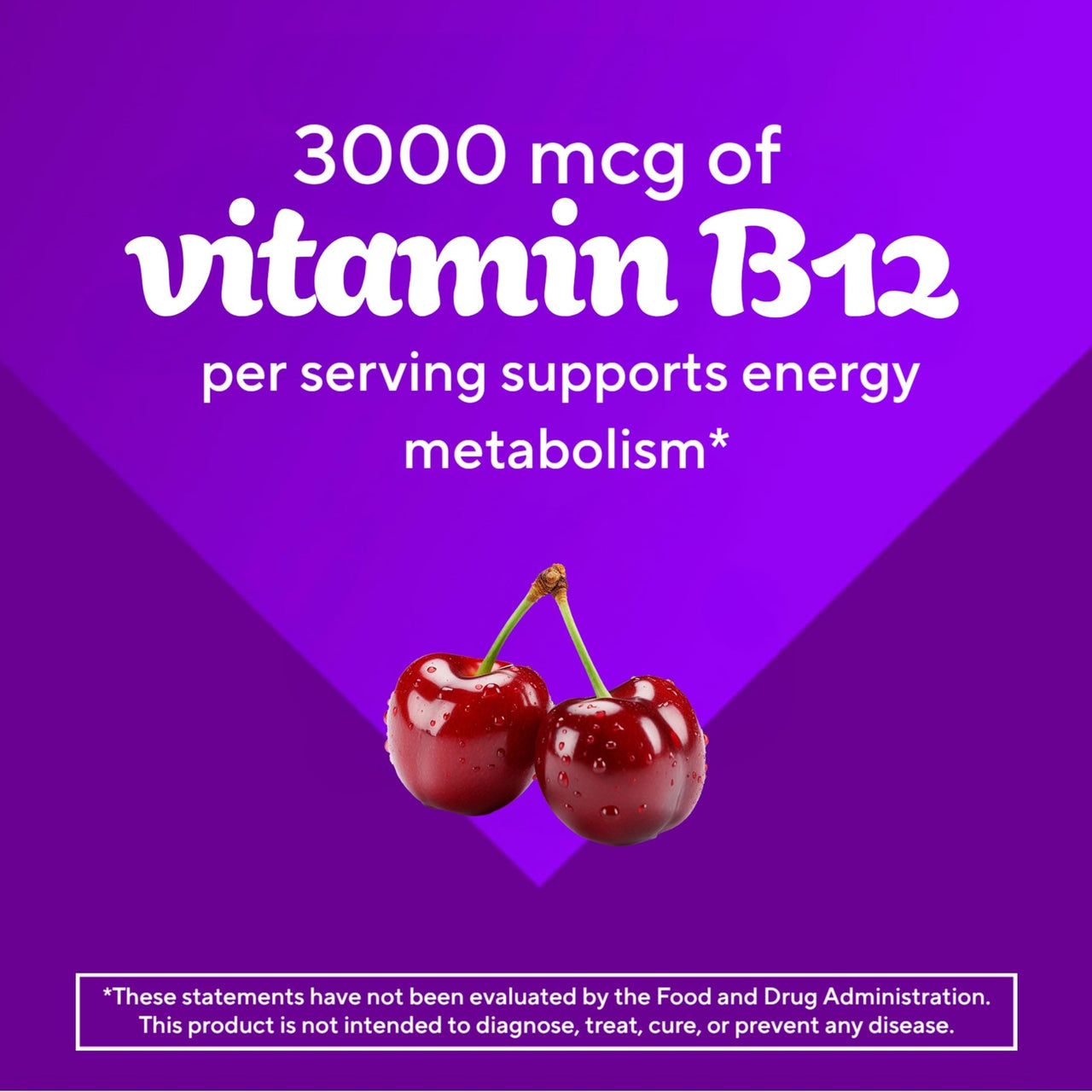 vitafusion Extra Strength Vitamin B12 Gummies, Supports Energy Metabolism and Nervous System Health Support, Gummy Vitamin Supplement for Women and Men, Cherry Flavor, 45 Day Supply, 90 Count