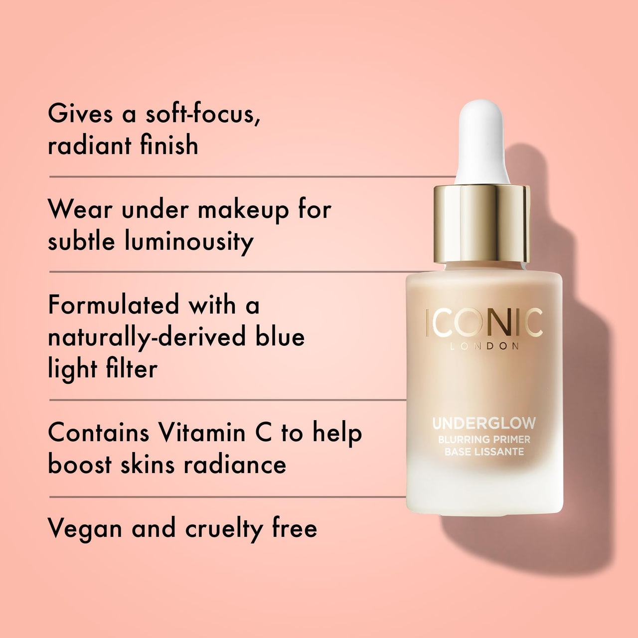 ICONIC LONDON Underglow Blurring Primer | Blurs Imperfections and Gives Skin a Radiant Glow, Cruelty-Free, Vegan Makeup, 0.91 Fl oz