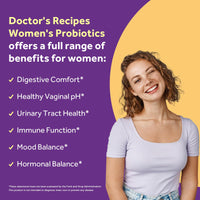 Thumbnail for Doctor's Recipes Probiotics for Women, 100 Billion CFU, 18 Probiotic Strains, Prebiotics, Cranberry, P-5-P & VC, Vaginal, Digestive & Immune Support, Shelf-Stable, 30 Vegan Caps