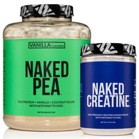 Thumbnail for NAKED Vanilla Pea Protein Isolate 5LB Bulk + Pure Micronized Creatine Monohydrate 1,000g (200 Servings) – Plant-Based; Vegan; Non-GMO; Gluten Free; Soy Free